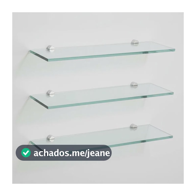 Kit 3 Prateleiras Vidro Porta Shampoo Banheiro Cozinha 40cm Incolor