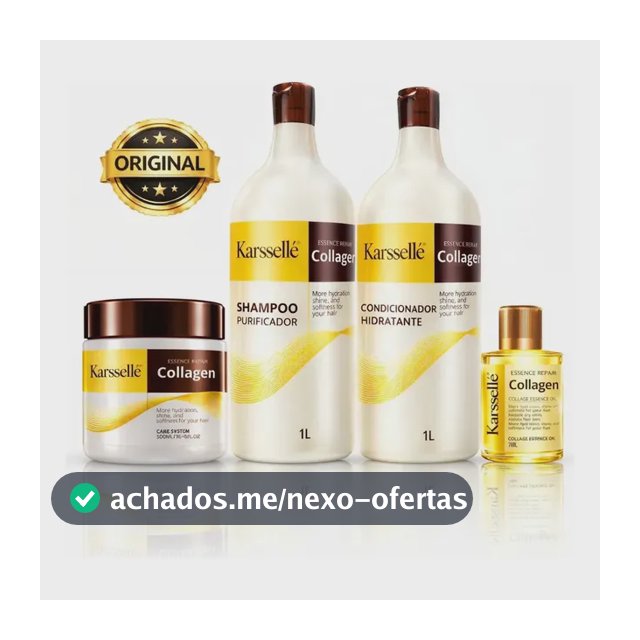 Kit Karssellé Máscara 500g + Shampoo 1l + Cond 1l + Óleo 7ml