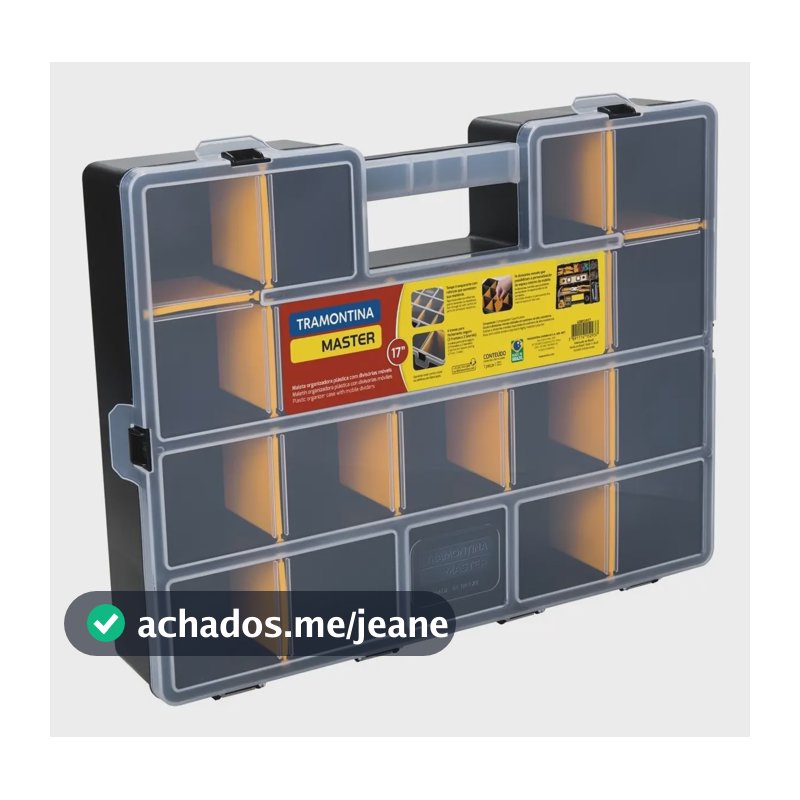 Maleta Plástica Organizadora Master 17'' Com Divisórias Amarelo e Preto Tramontina