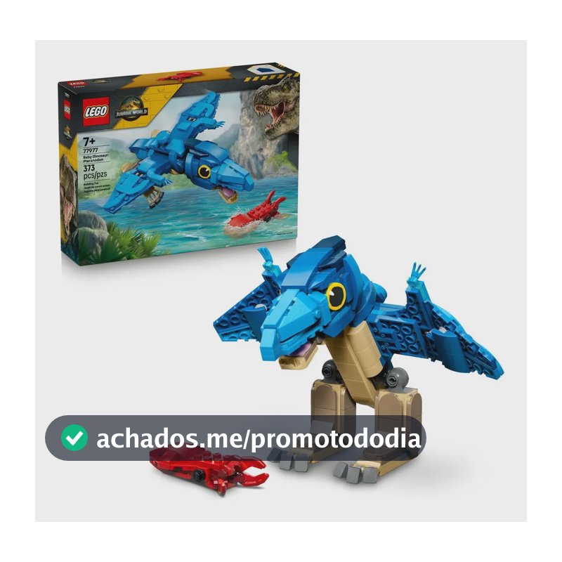 LEGO Jurassic World Dinossauro Bebê: Pteranodonte 77977; Brinquedo de construção de dinossauro com mandíbula que abre e cabeça articulada; Presente Dia das Crianças; 7+