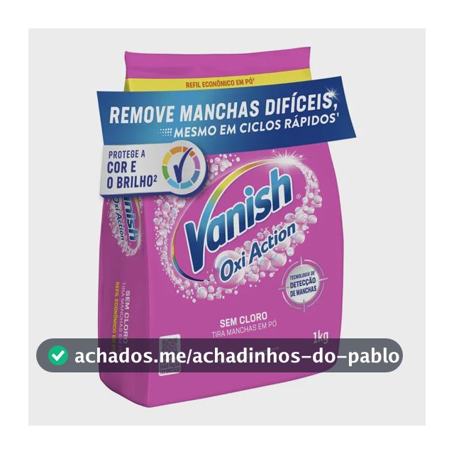 Tira Manchas em Pó Vanish Oxi Action Pink Refil 1kg para Roupas Coloridas, Sem Cloro, com Percarbonato, Remove Manchas Difíceis, Preserva as Cores e Deixa as Roupas Como Novas