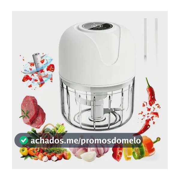 Processador Alimento Elétrico Triturador Alho e Temperos Usb Branco 250ML - Sngames