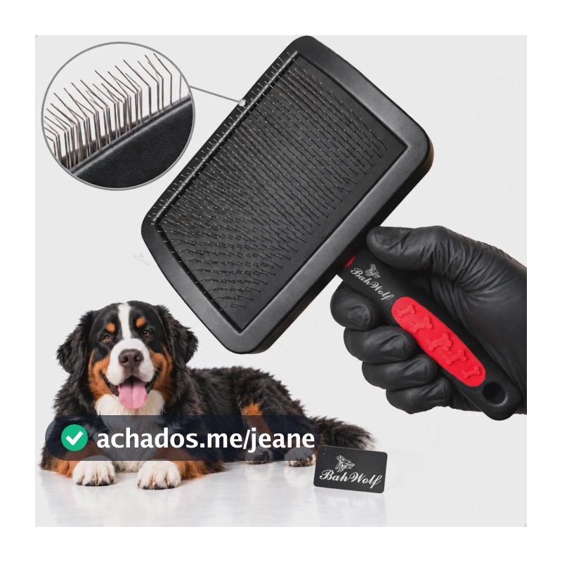 Rasqueadeira Profissional Curva Grande Pente Pet Cães Gatos  Vermelho