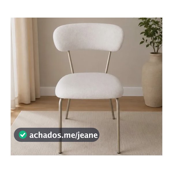Kit 2 Cadeiras Sala De Jantar Boucle Off White Pés Champanhe