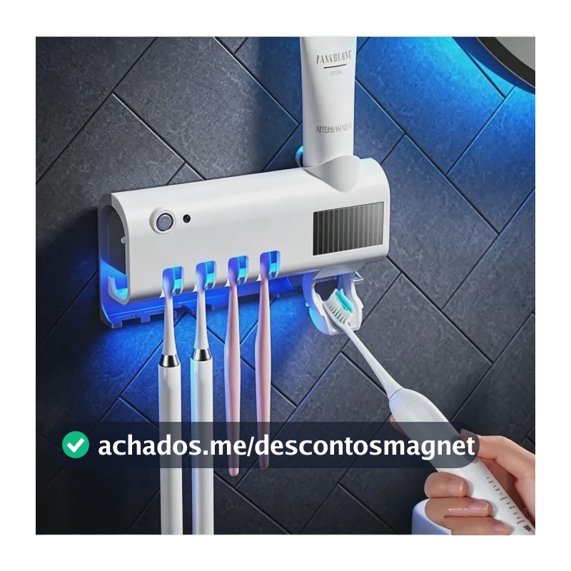 Porta Escova De Dente Com Esterilizador Uv E Dispenser Autom Branco