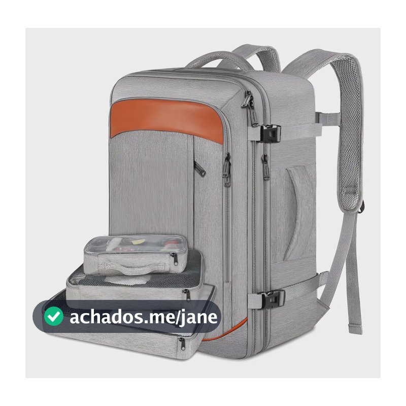 Mochila Viagem 40L Grande Expansível Antifurto Impermeável Aviao Mala De Mao Item Pessoal Masculina Feminina Yorepek Liso