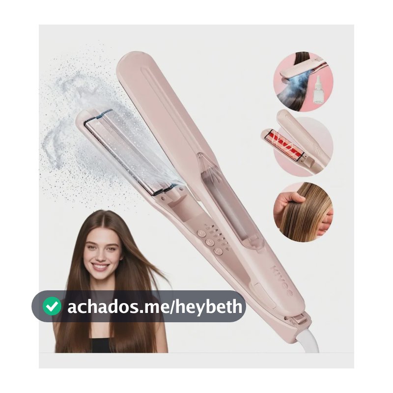 Chapinha Profissional Kive KV-864 A Vapor Bivolt 220°C Com Íons Negativos Prancha Alisadora Infravermelho Anti Frizz
