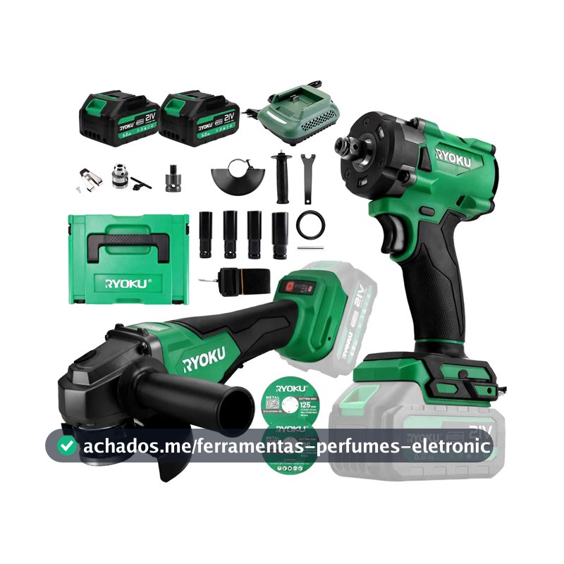 Chave De Impacto + Esmerilhadeira Lixadeira Kit Maleta Ryoku