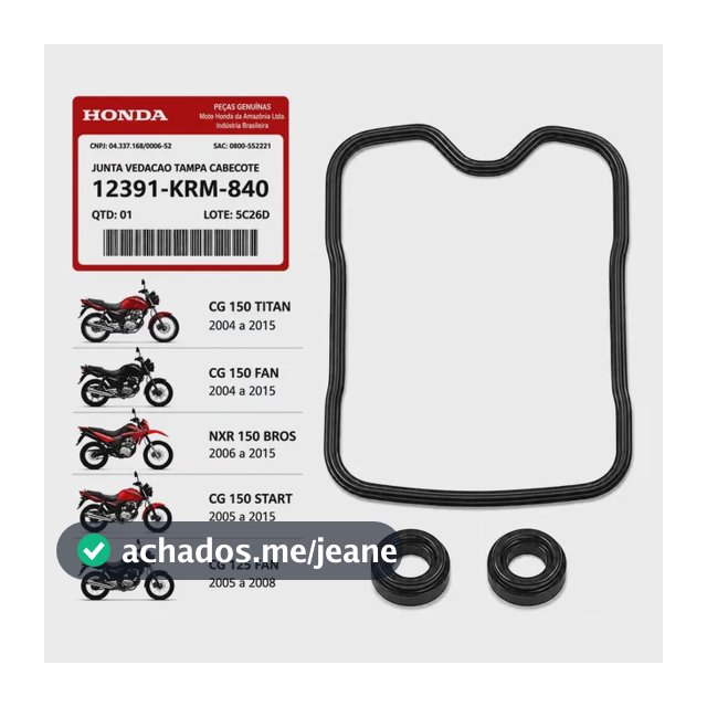 Guarnição Tampa Válvula Honda Titan 150 Ks Esd 2004 A 2015