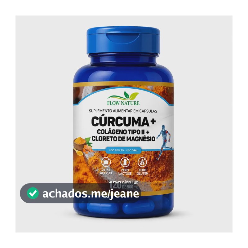 Curcuma Com Colágeno Tipo 2 e Cloreto Magnésio 120caps Suplemento Natural Natsu Produtos Naturais