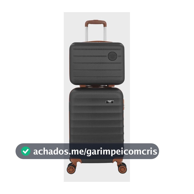 Kit Mala De Viagem Bordo Mão Pequena 10kg Abs Cadeado 360 Cor Preto