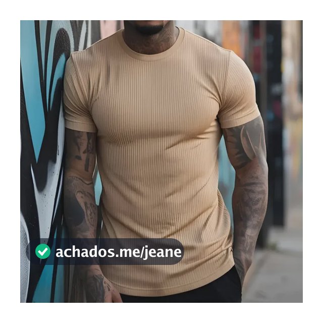 Camiseta Texturizada Elegante Masculina Básica Canelada Slim