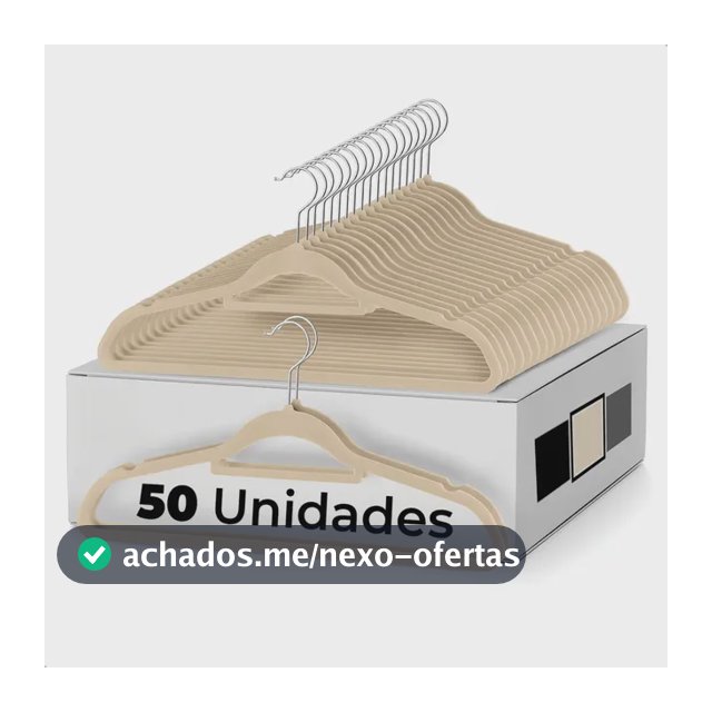 Vittak Kit 50 Cabides Veludo Adulto Slim Antideslizante Organizador Roupas Cor Bege