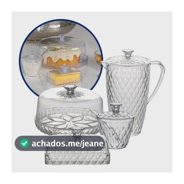 Kit Cozinha 4 Itens Jarra Manteigueira Queijeira Açucareiro