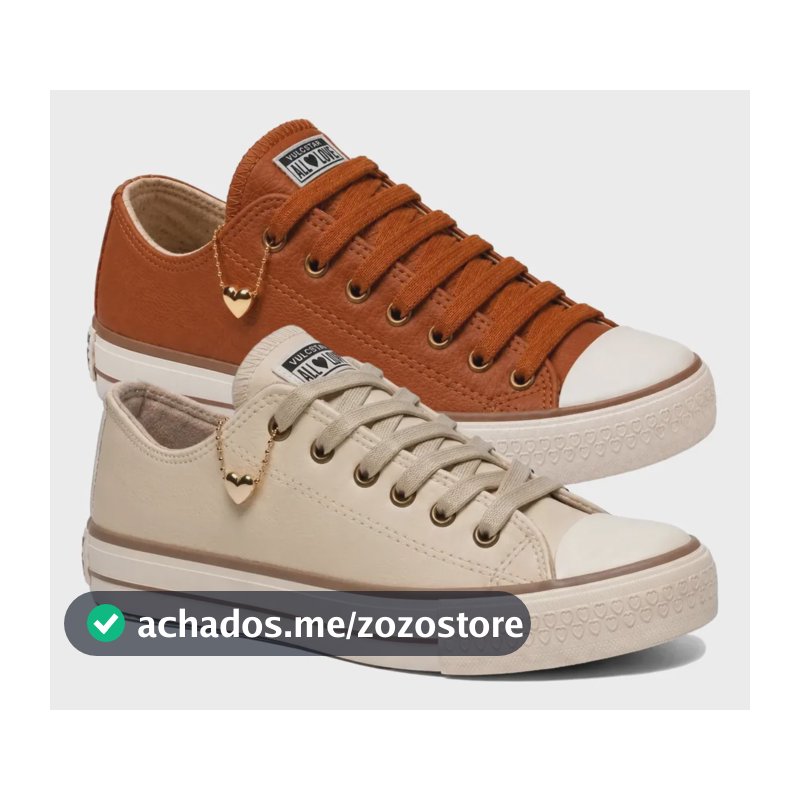 Kit 2 Tênis Feminino Vulc Star Cano Baixo Couro Casual Areia + Caramelo 37,0 Br