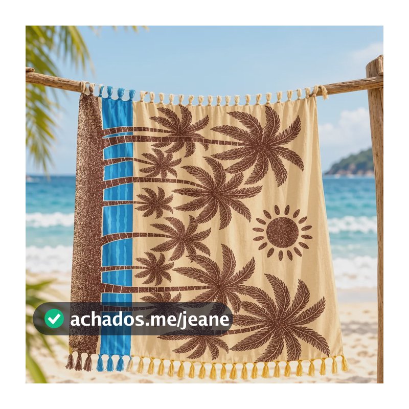 Canga De Praia Tropical Grande Leve E Confortável Com Franja Laranja 1,80x1,10 Coquiero