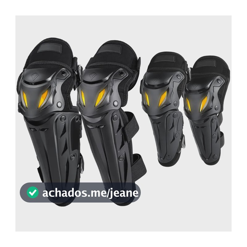 Kit de Proteção para Motociclista com Joelheira Articulada e Cotoveleira Ajustável - Preto