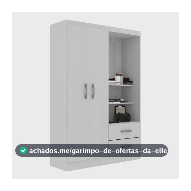 Guarda-roupa Solteiro 2 Portas 2 Gavetas Com Espelho Branco