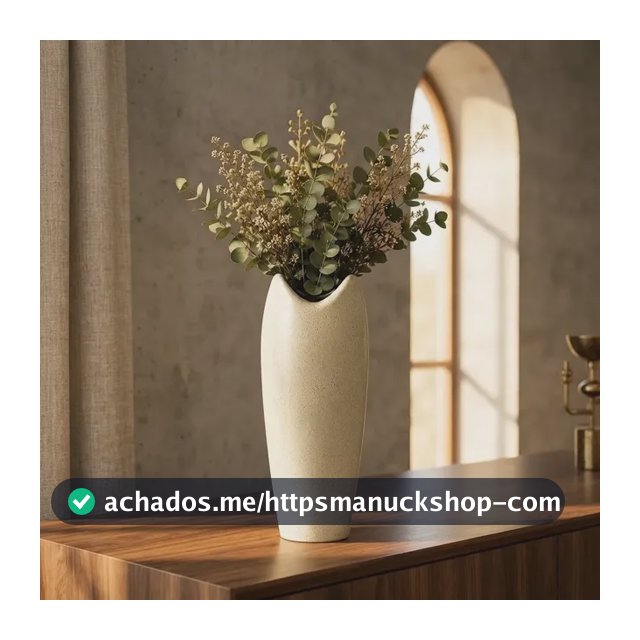 Vaso G Cerâmica Ambiente Moderno Decoração Modelo Fluido Amendoa Mescla
