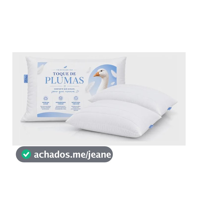 Kit 2 Travesseiro Pluma De Ganso Descanso Anti Alergico Branco