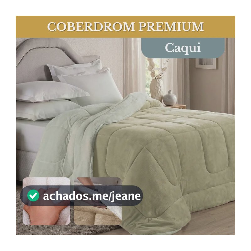 Coberdrom Queen Dupla Face Edredom Inverno Tecido Sherpa Pele Carneiro Manta Cobertor Conforto Luxo Cor Caqui