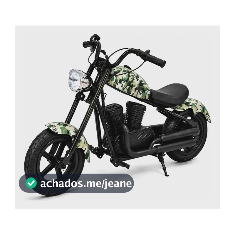 Moto Elétrica Foston X1 Infantil 24v 160w Bluetooth Chopper Camuflado