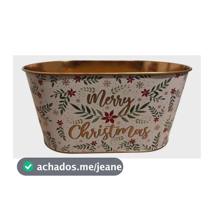 Cachepot Natalino De Metal Decorativo Enfeite Presente Flor Branco