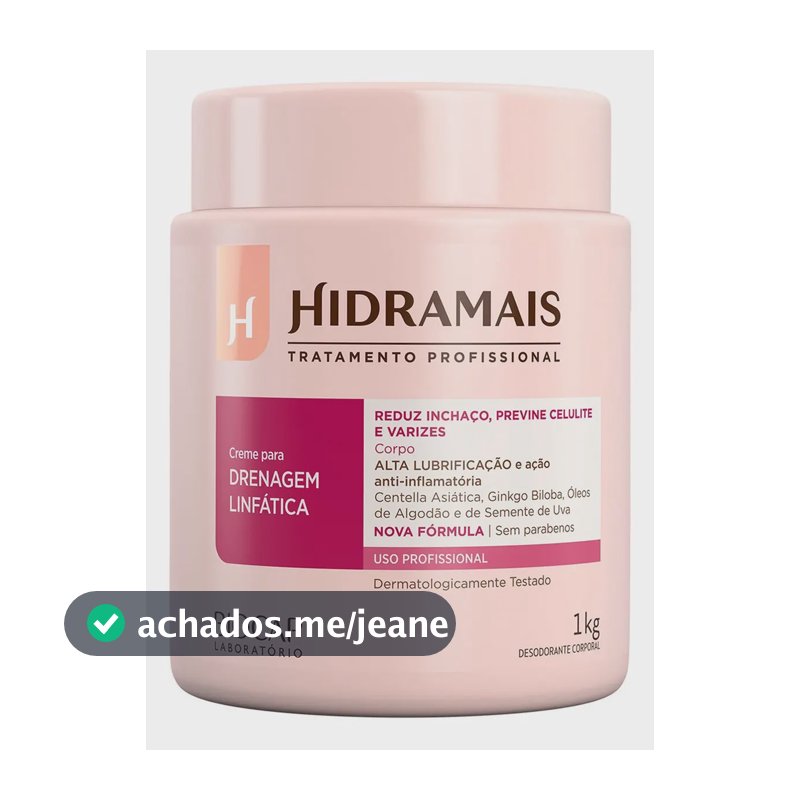 Creme Drenagem Linfática Hidramais 1kg Alta Lubrificação