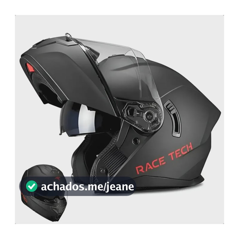 Capacete Articulado Race Tech Signal Oculos Solar Preto Preto Monocolor Fosco 59/60