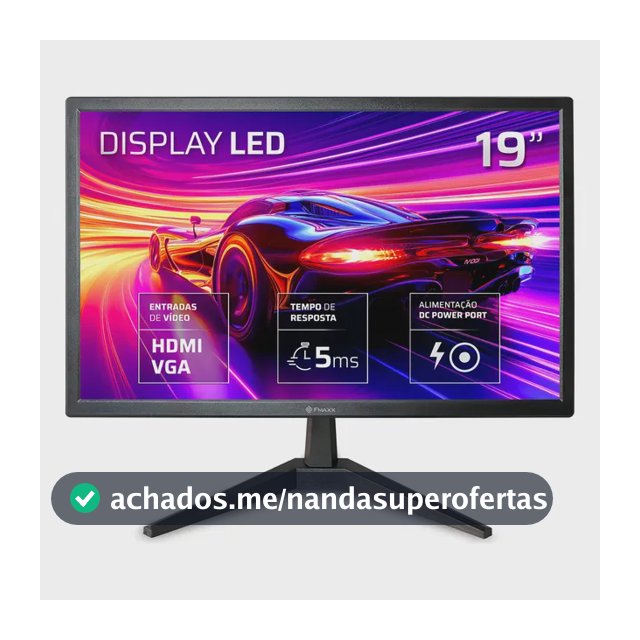 Monitor Fmaxx 19'' Led Com Hdmi Vga Vesa cor Preto MQ19V
