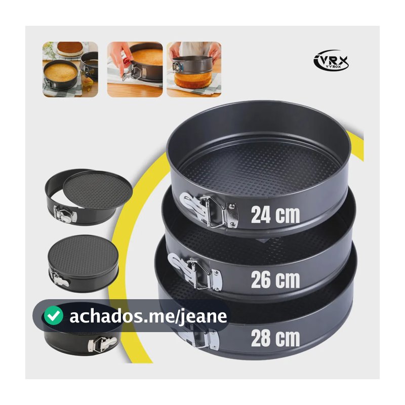 Kit 3 Formas Com Fundo Removível Assadeira Antiaderente Para Torta Bolo Redonda Vyrox - Vrx