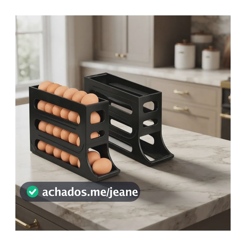 Porta Ovos Organizador Geladeira Dispenser Utensilios Preto