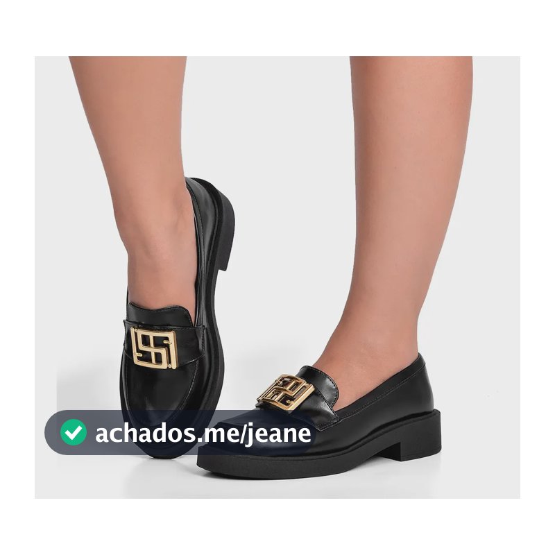 Mocassim Feminino Lumiss Bico Redondo Confortável Enfeite Preto 36 Br