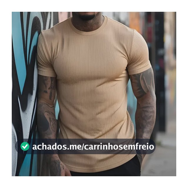 Camiseta Texturizada Elegante Masculina Básica Canelada Slim