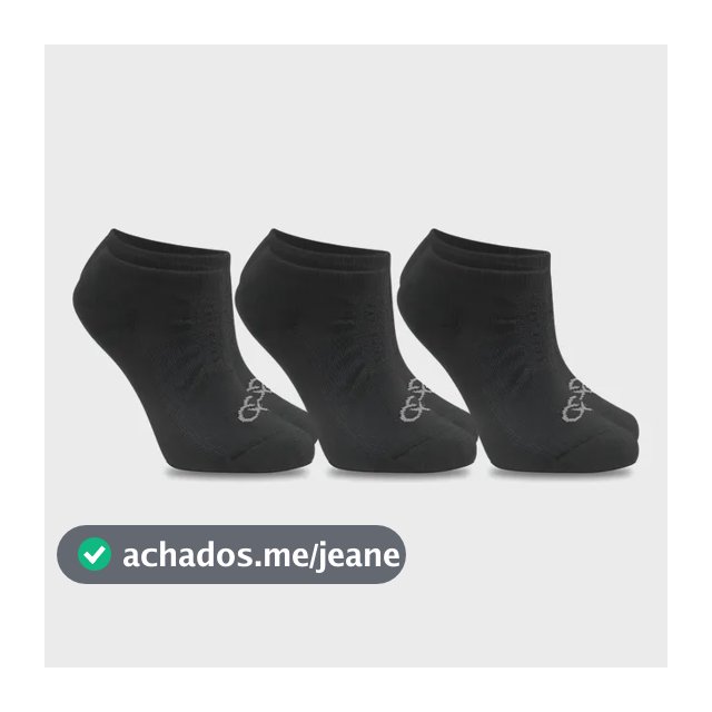 Kit Com 3 Pares De Meias Unissex Olympikus Invisível Meia Nf