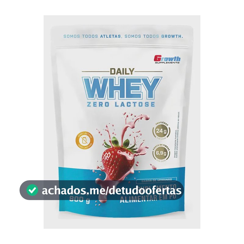 Daily Whey Protein Zero Lactose 800g Growth Supplements Morango