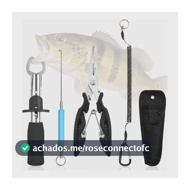 Kit 5 Peças Acessórios Alicate De Pesca + Alicate Saca Anzol Preto