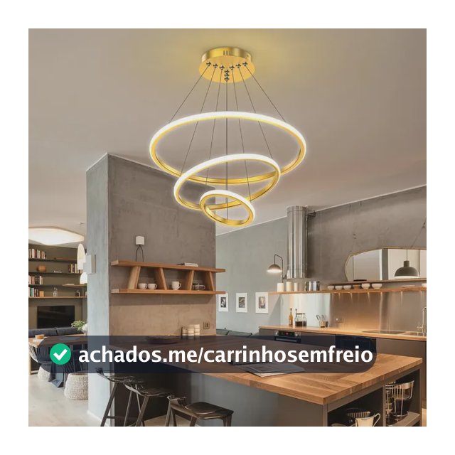 Luminária De Teto Pendente Led 76w Lâmpada Moderna Para Sala 127/220v Dourado
