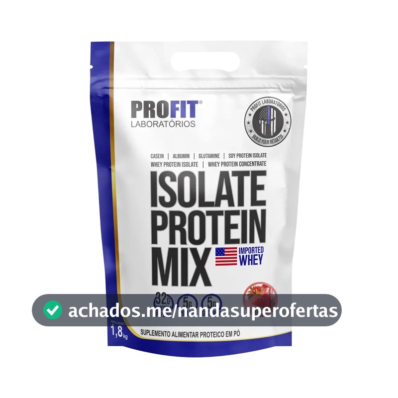 Whey Isolate Protein Mix Refil 1,8kg - Profit Labs Sabor Morango