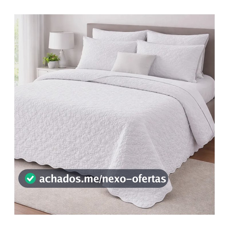 Cobre Leito Queen Matelado Dupla Face Leve Confortável Macio Branco Matelado