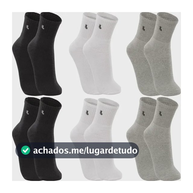 Kit 6 Pares Meias Lupo Cano Médio Esportivas Academia