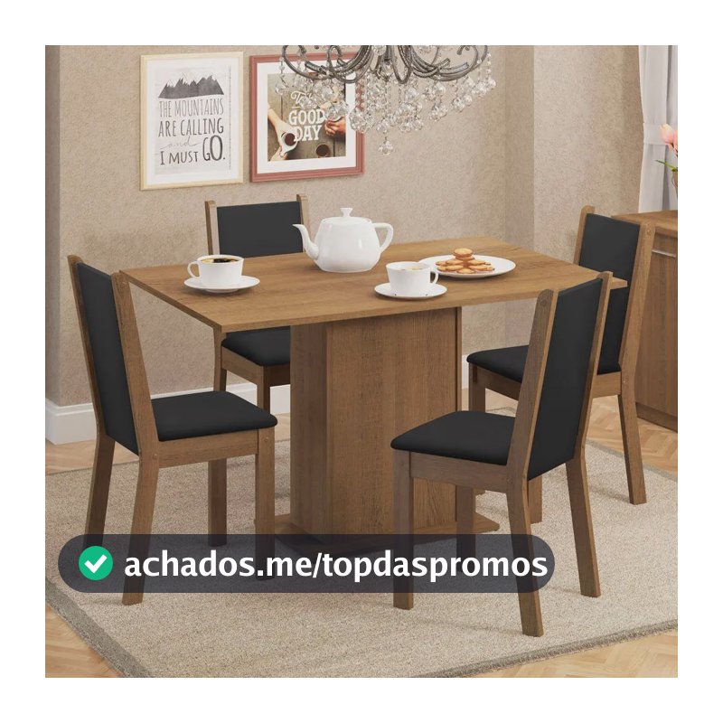 Conjunto Sala De Jantar Madesa Tampo De Madeira 4 Cadeiras