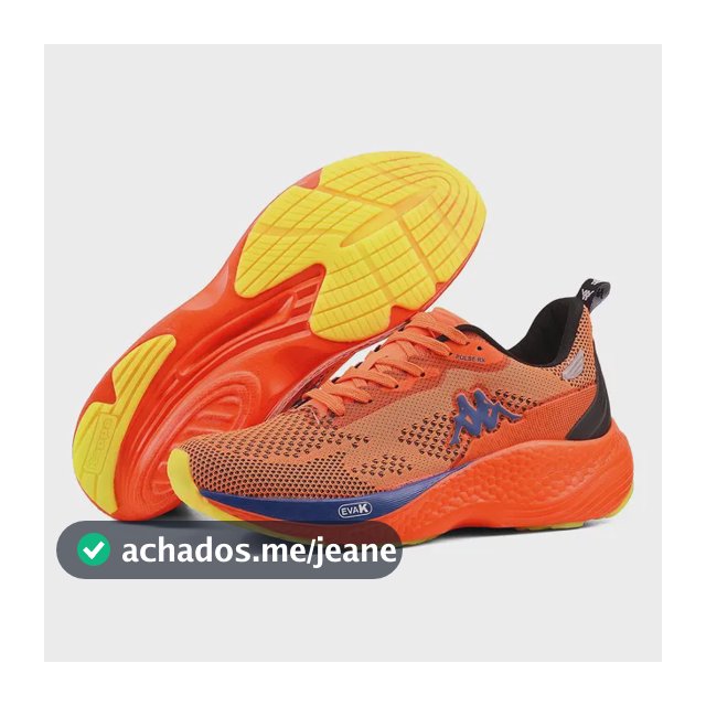Tênis Kappa Pulse Rx Unissex Corrida Conforto Laranja-royal 42