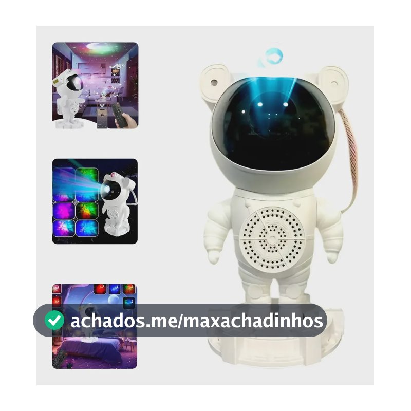 Luminária Noturno Robô Astronauta Bluetooth Som Branco