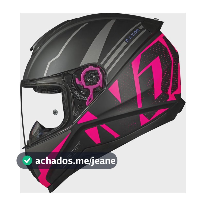 Capacete Moto Norisk Razor Estilo Esportivo Feminino Preto Rosa 56