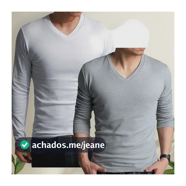 Kit 2 Camiseta Zahav Masculina Gola V Manga Longa Algodão