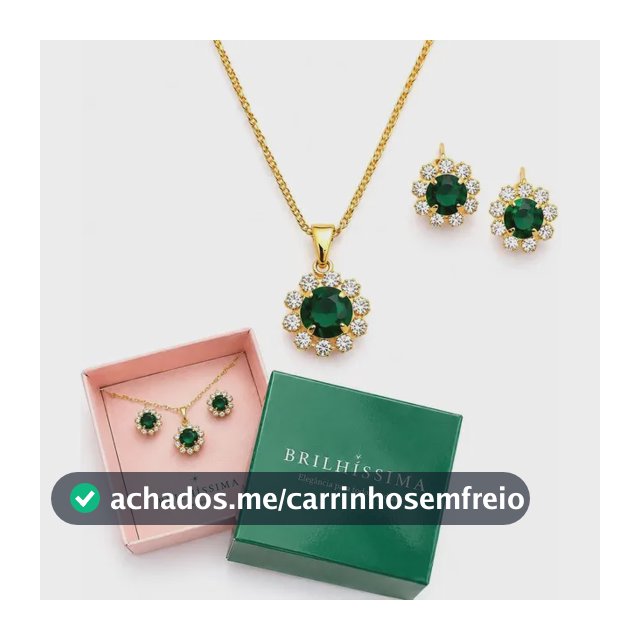 Conjunto Colar Brinco Zirconia Folheado A Ouro Presente
