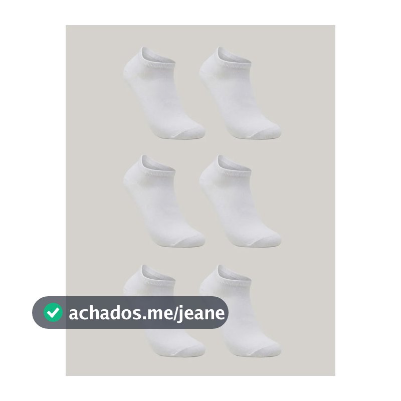 Kit De 6 Pares De Meias Masculino E Feminino Sapatilha Lupo Branco Liso 41-44