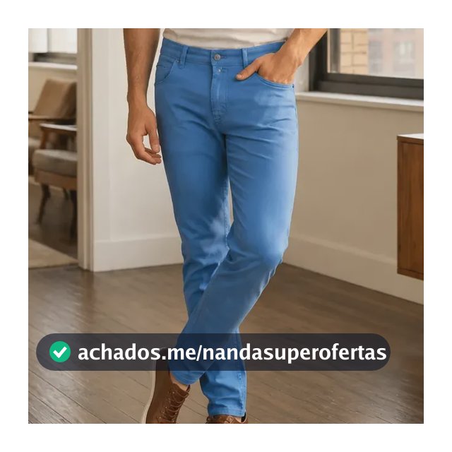 Calça Jeans Masculina Slim Azul Conforto 4 Bolsos