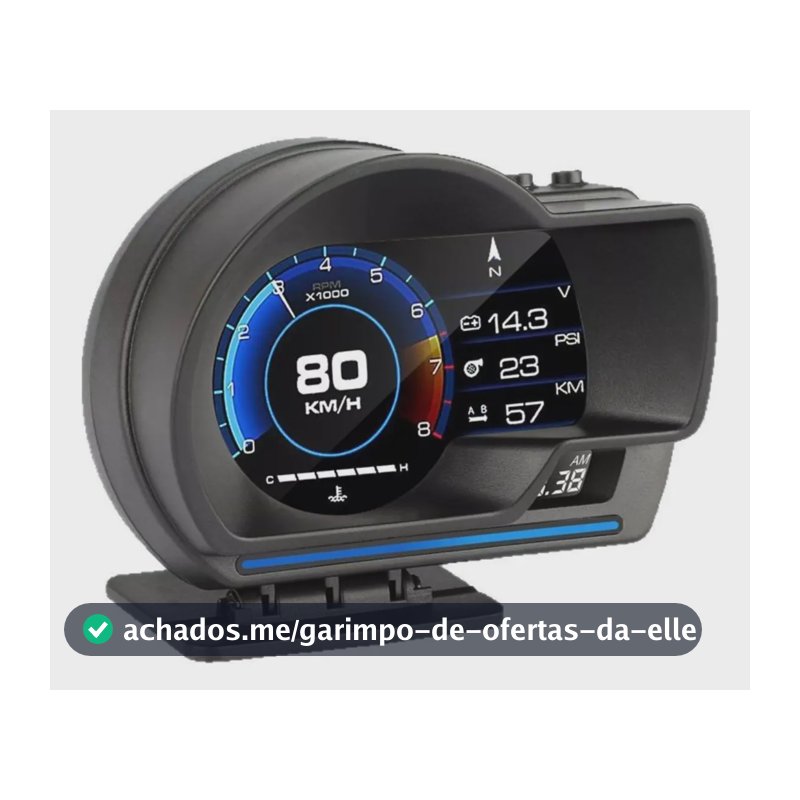 Hud Universal Obd2 Velocímetro Digital Turbo Temp Água Preto P6